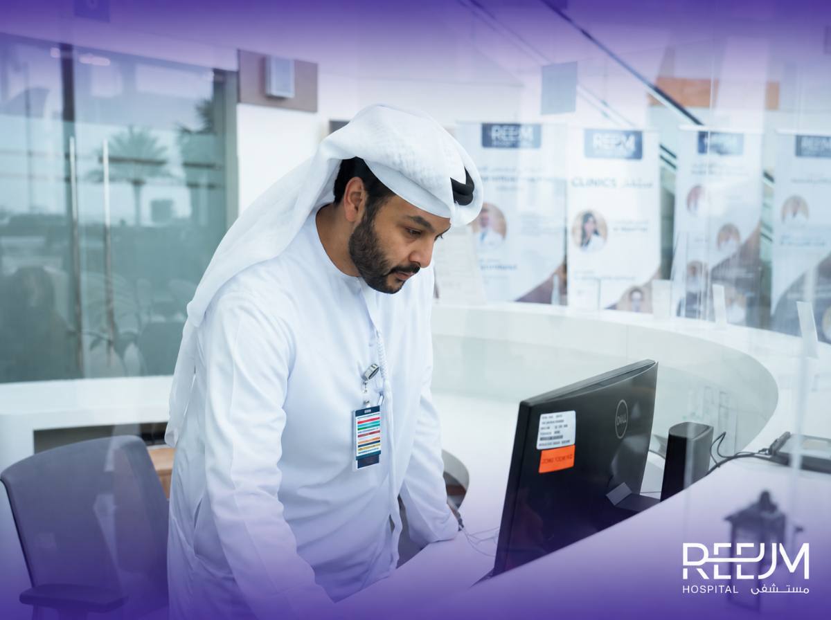 Patient at the admissions desk